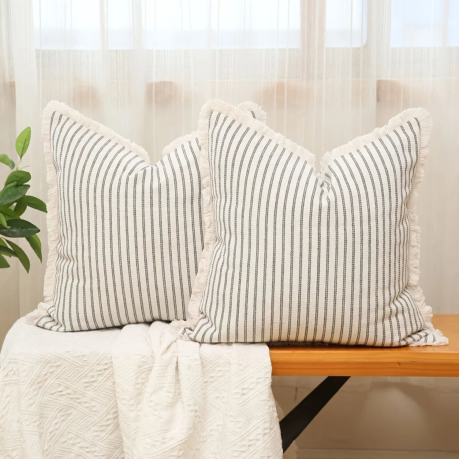 Striped Throw Pillowcase