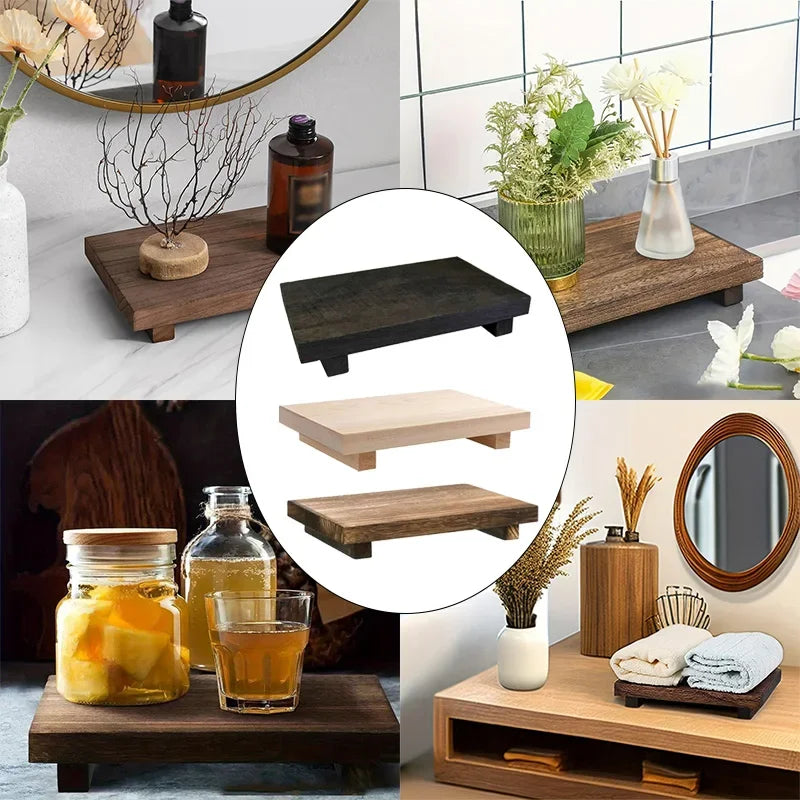 Wood Tray Pedestal Stand