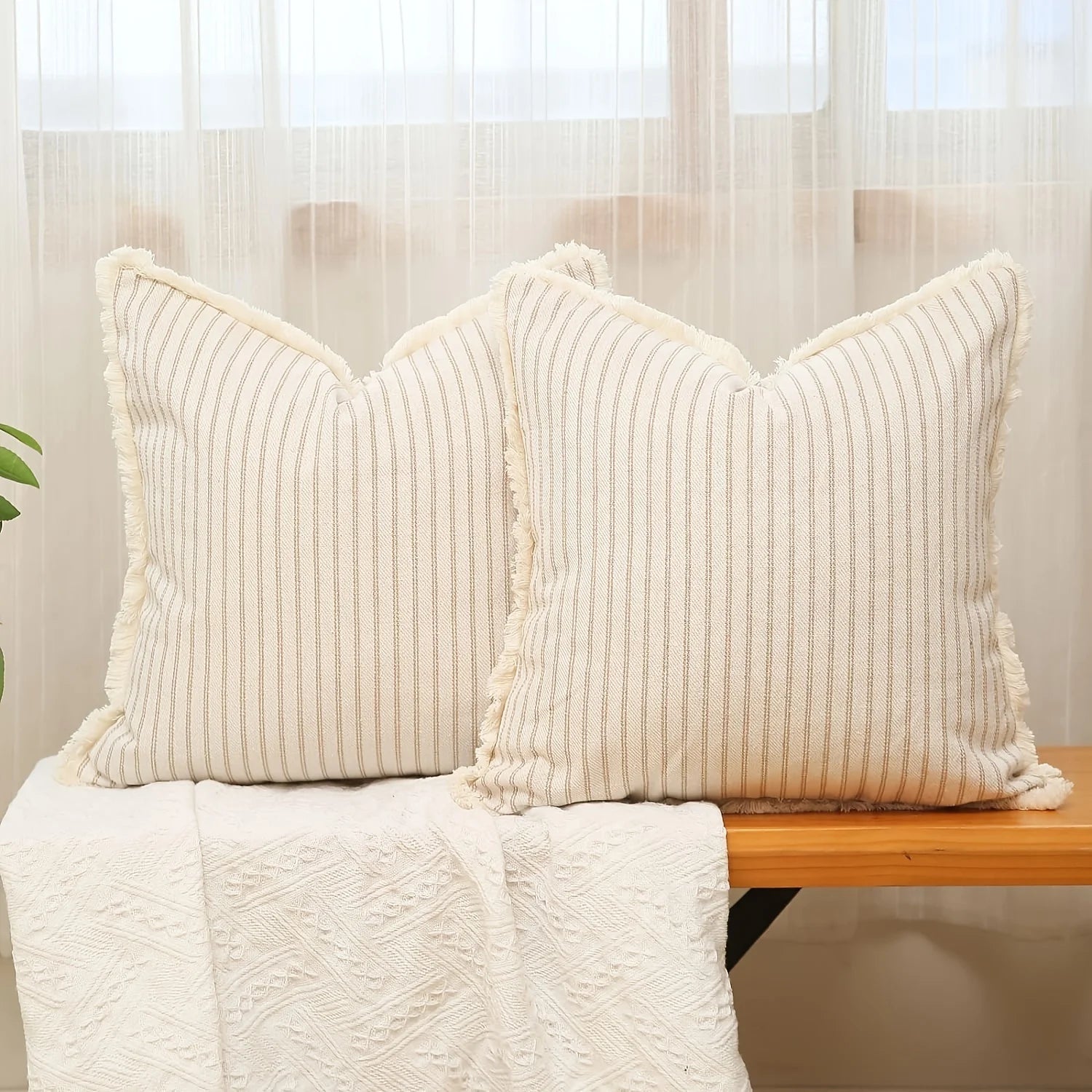 Striped Throw Pillowcase