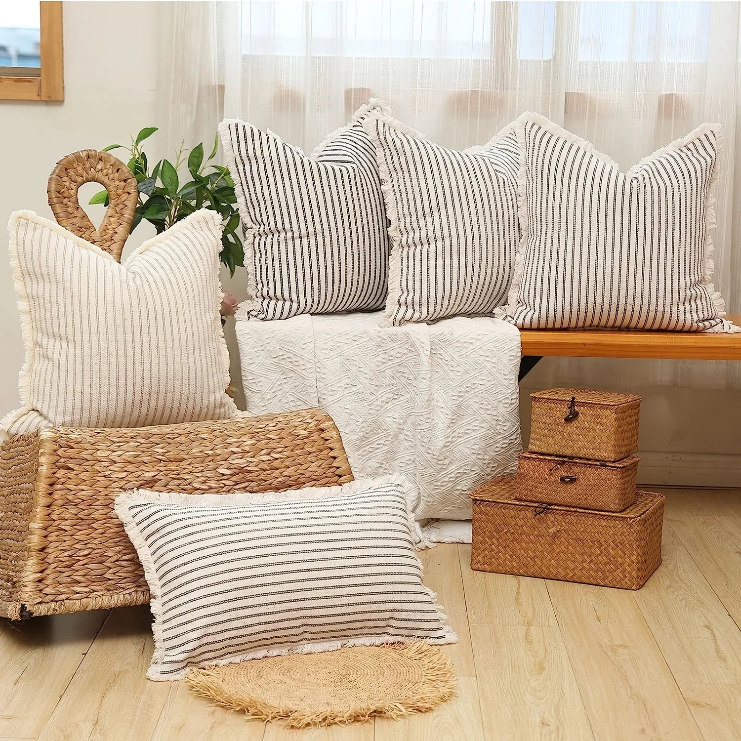 Striped Throw Pillowcase