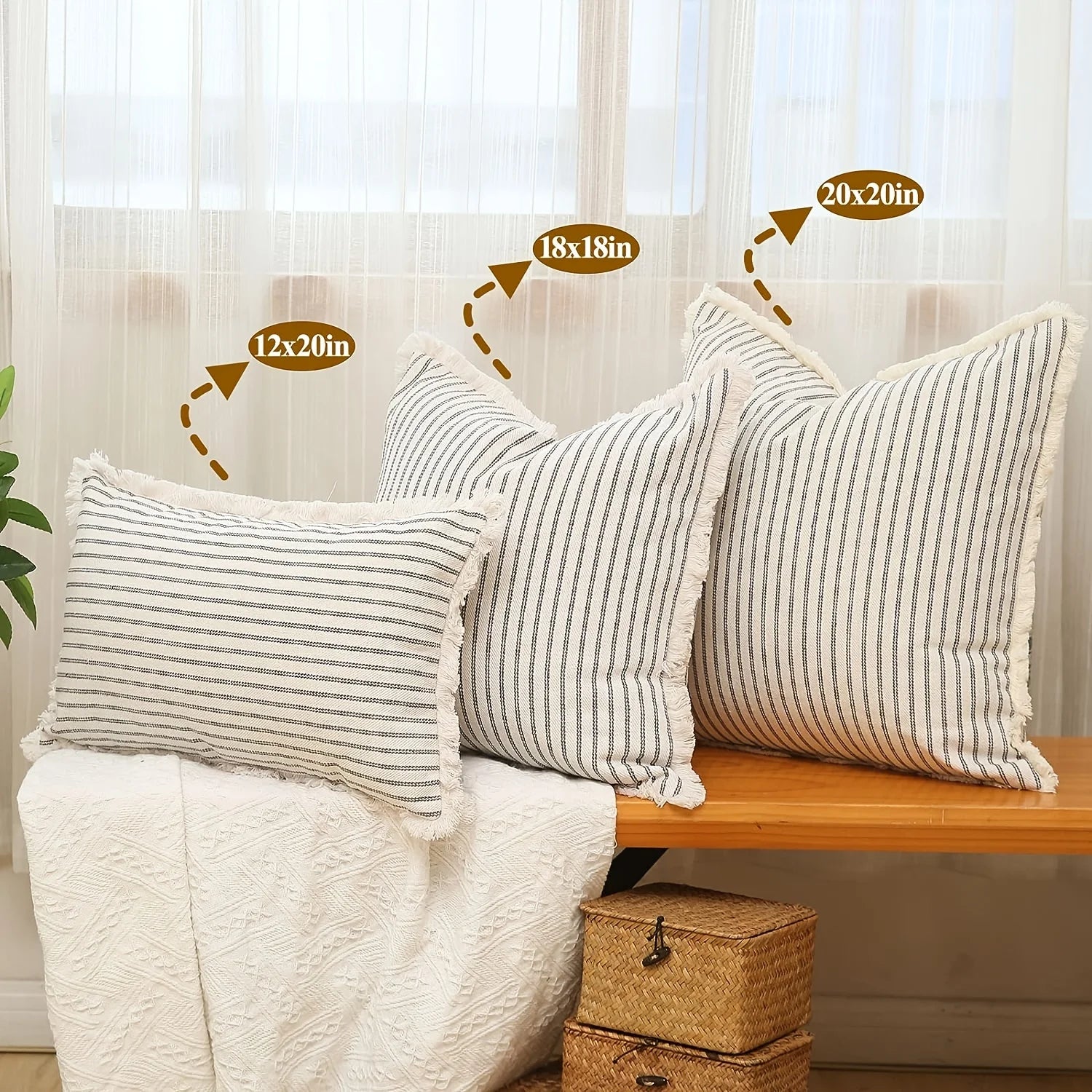 Striped Throw Pillowcase