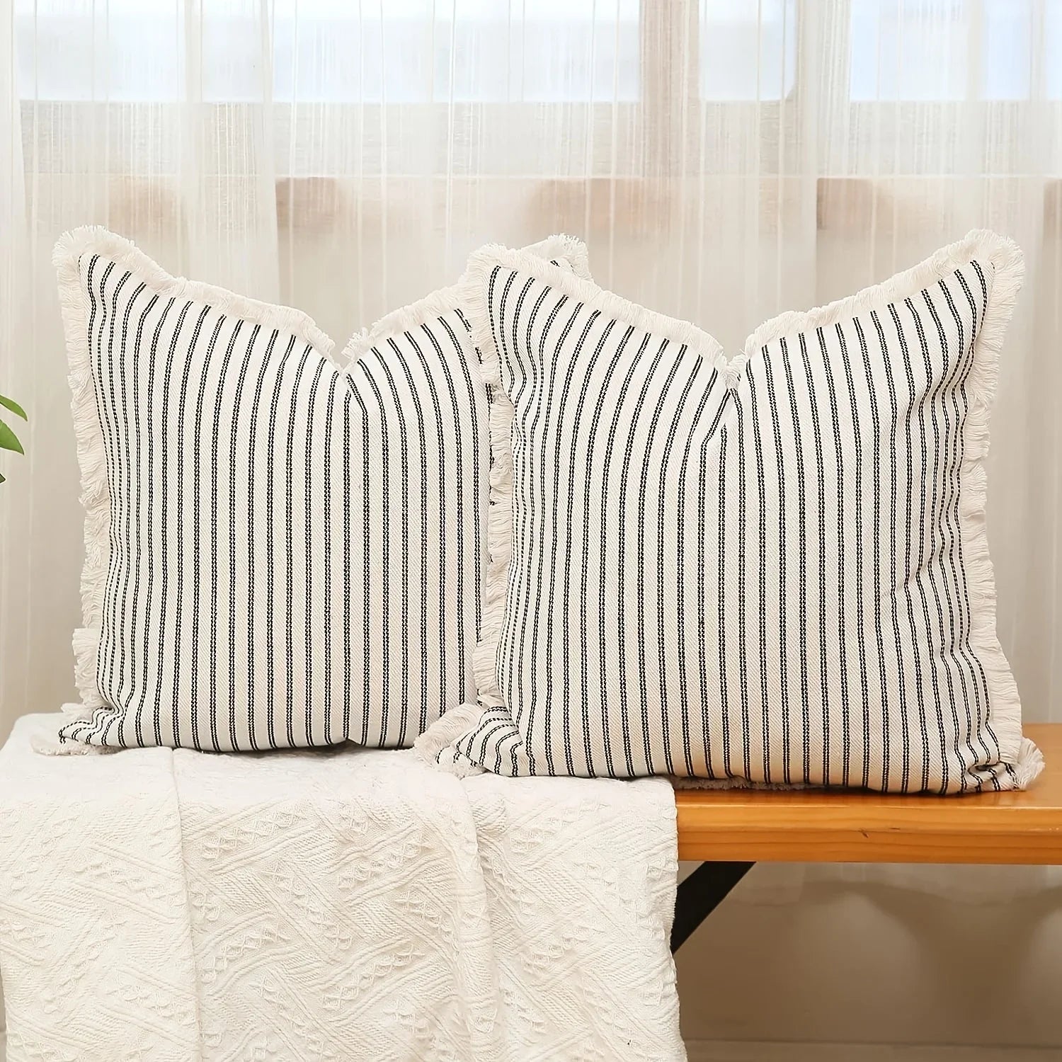Striped Throw Pillowcase