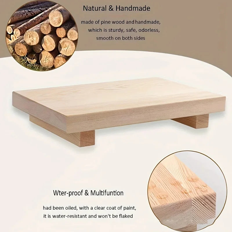 Wood Tray Pedestal Stand