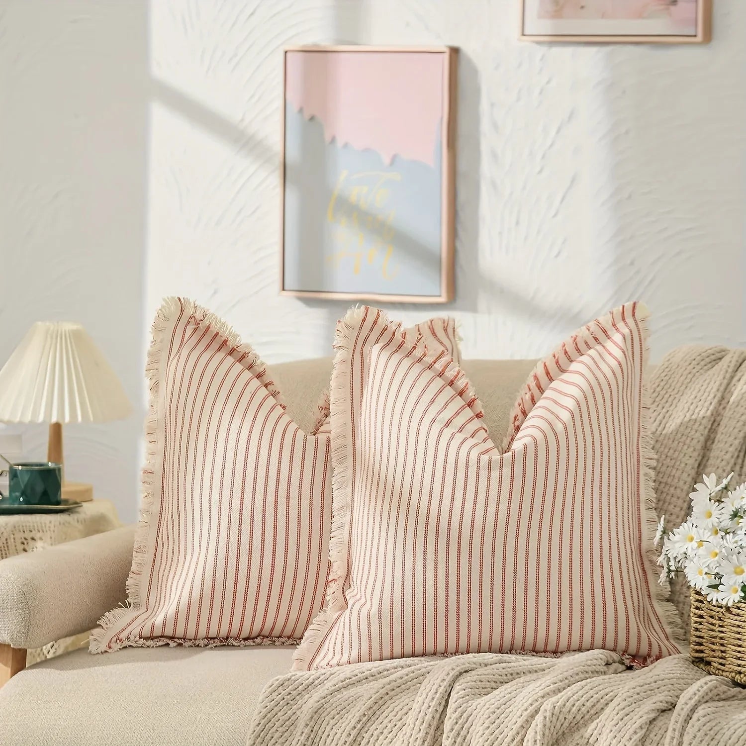 Striped Throw Pillowcase